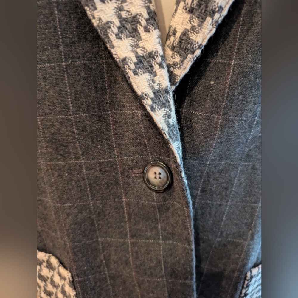 Vintage Grey Patchwork Long Sleeve Lined Jacket /… - image 5